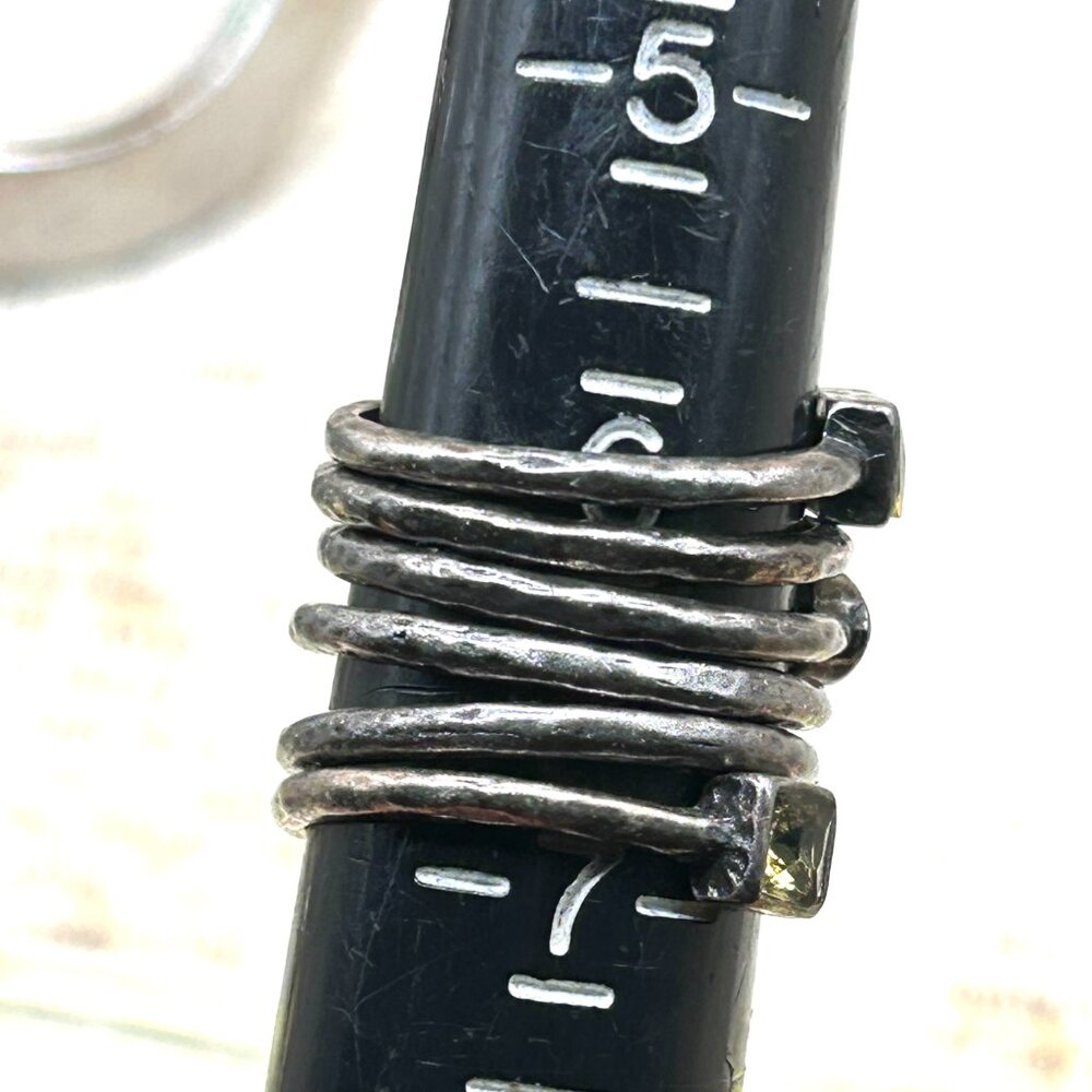 Bundle Lot of 6 Hammered Stacking Silver Gun Metal Crystal Colorful Stone Rings - Picture 2 of 9